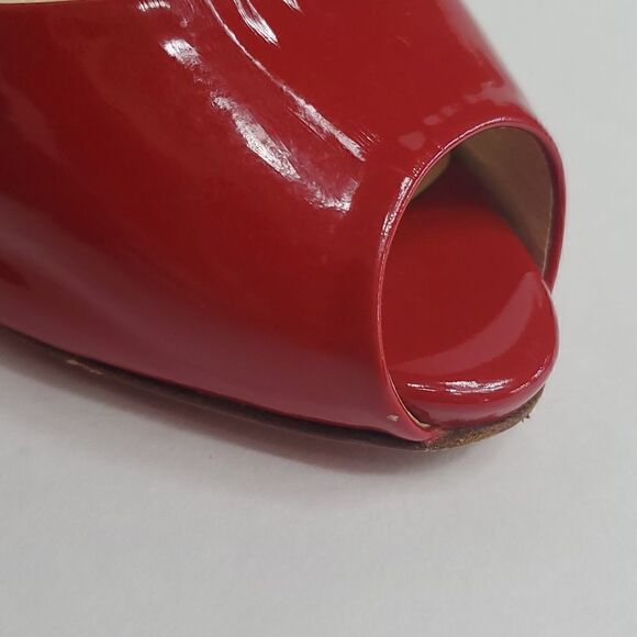 Christian Louboutin Patent Peep Toe Red Heels Size 37.5 - Picture 7 of 14